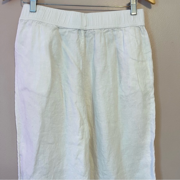 Tahari 100% Linen Pull-On Crop Pants White Women Large Beach Coastal Resortwear - Picture 5 of 9